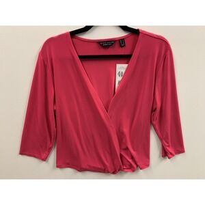 Susan Graver Every Day Liquid Knit 3/4 Sleeve Large Signature Shrug Rose